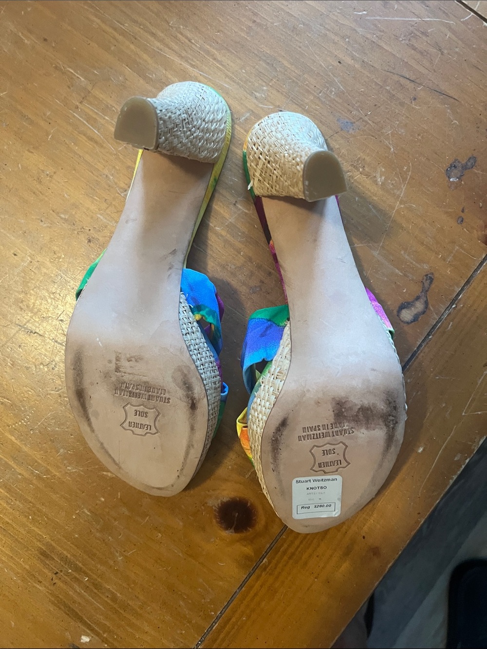 Stuart Weitzman Multicolor Tie-Dye Knot Slide Sandals - Picture 3 of 4